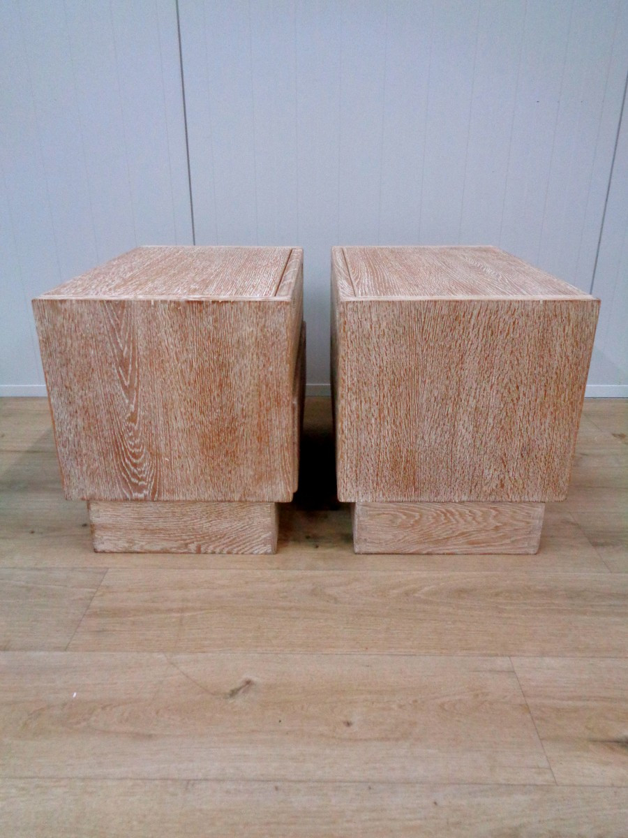 Pair Of Bedside Tables In Limed Oak-photo-3