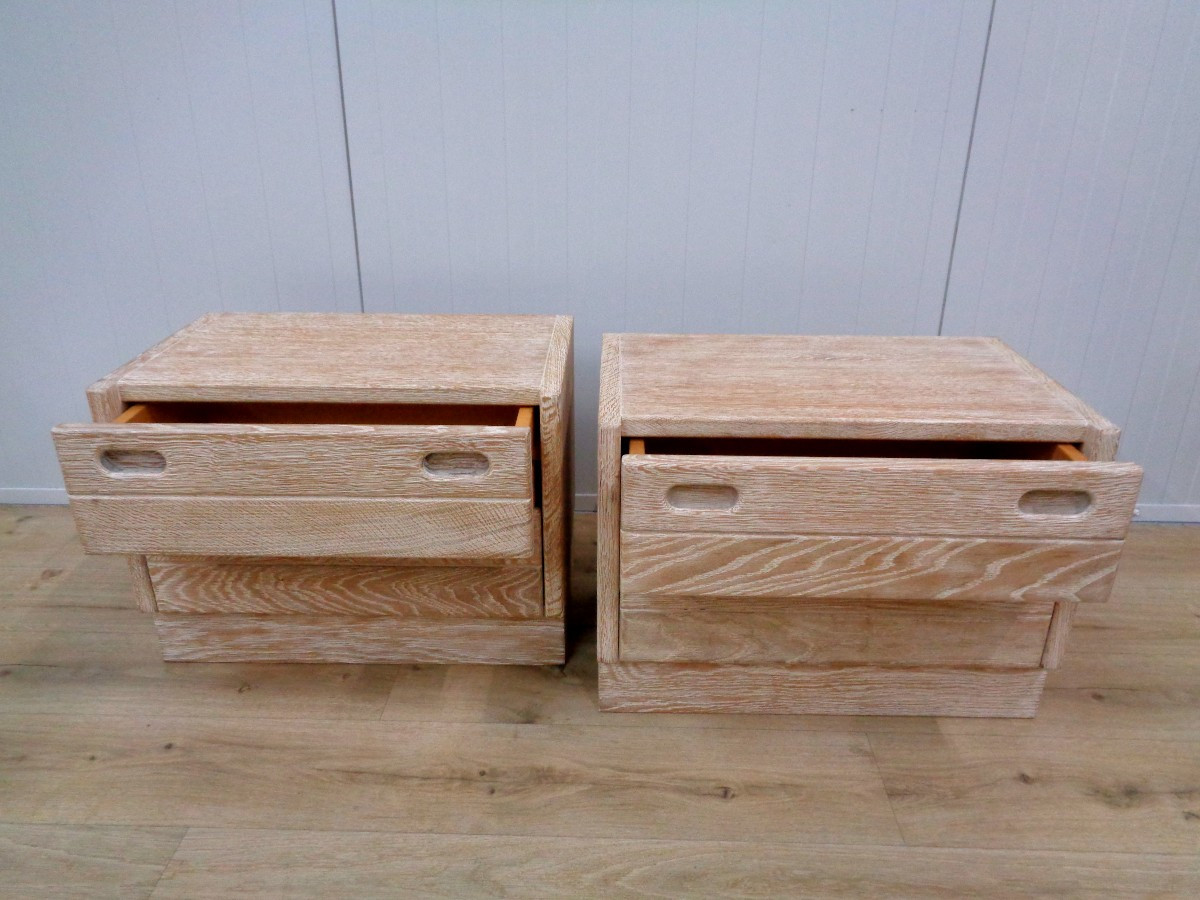 Pair Of Bedside Tables In Limed Oak-photo-4