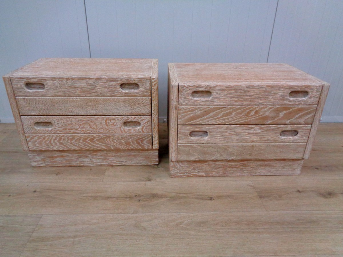 Pair Of Bedside Tables In Limed Oak-photo-6