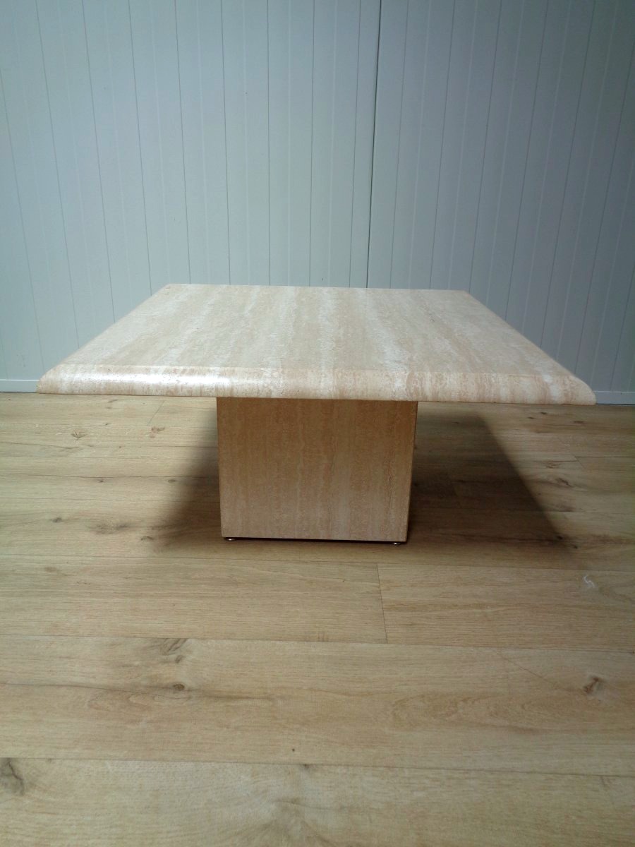 Paire de tables basses 1970 en travertin.-photo-4
