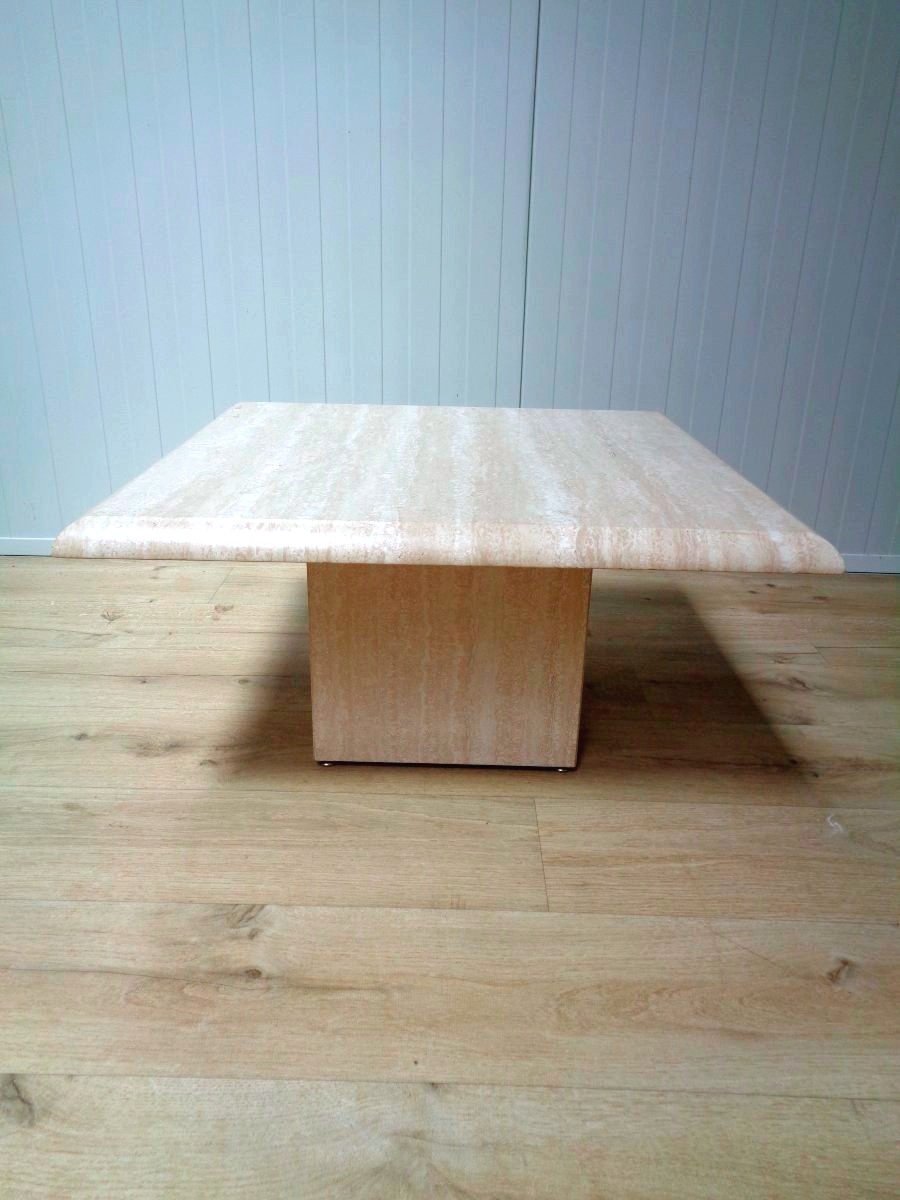 Paire de tables basses 1970 en travertin.-photo-4