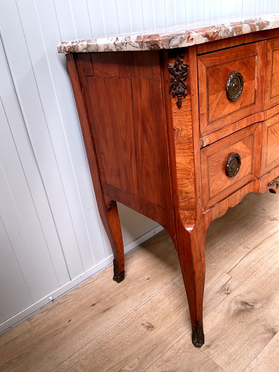 Transitional-period Marquetry Chest Of Drawers With A Hopping Design-photo-3