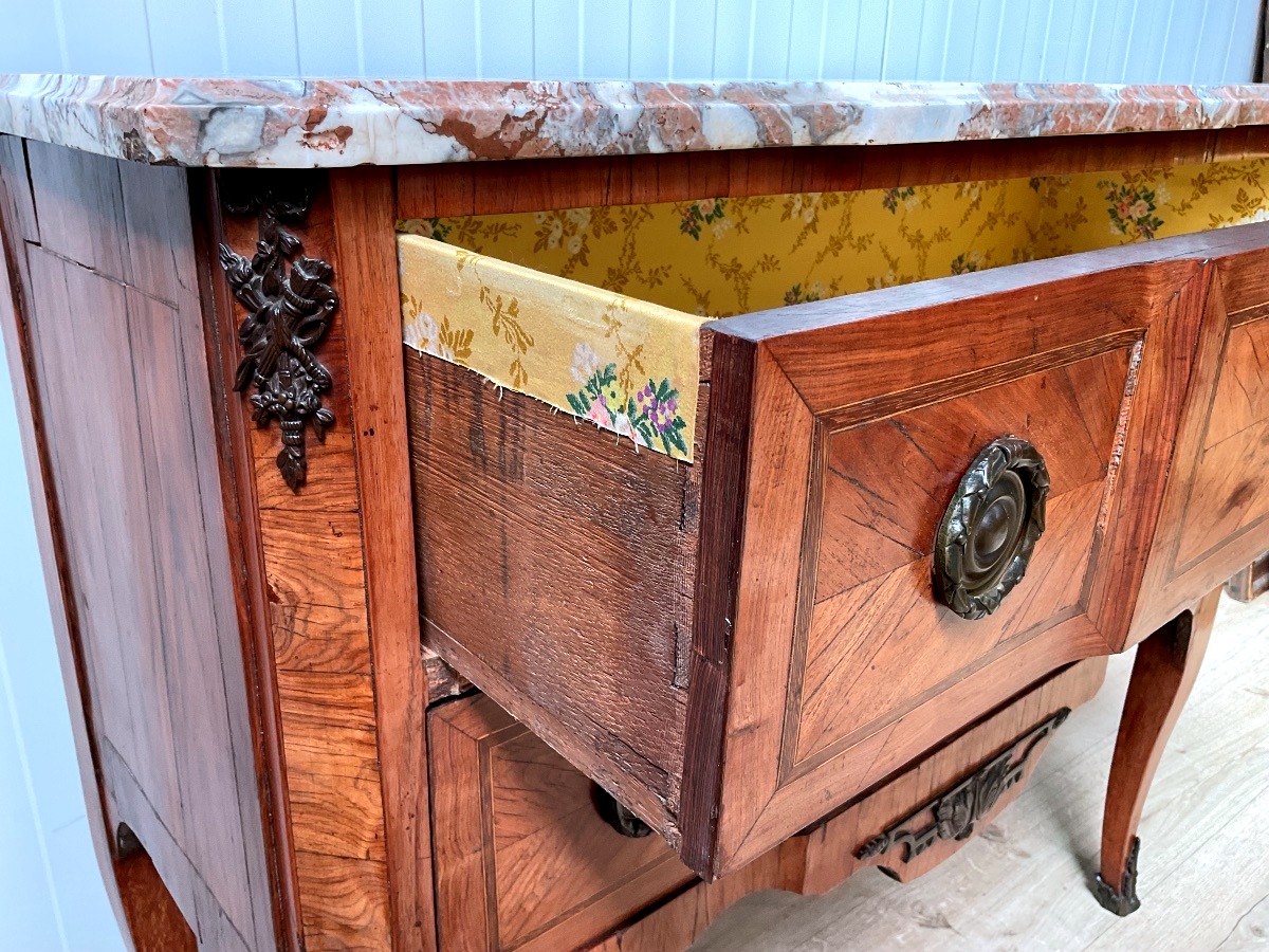 Transitional-period Marquetry Chest Of Drawers With A Hopping Design-photo-4