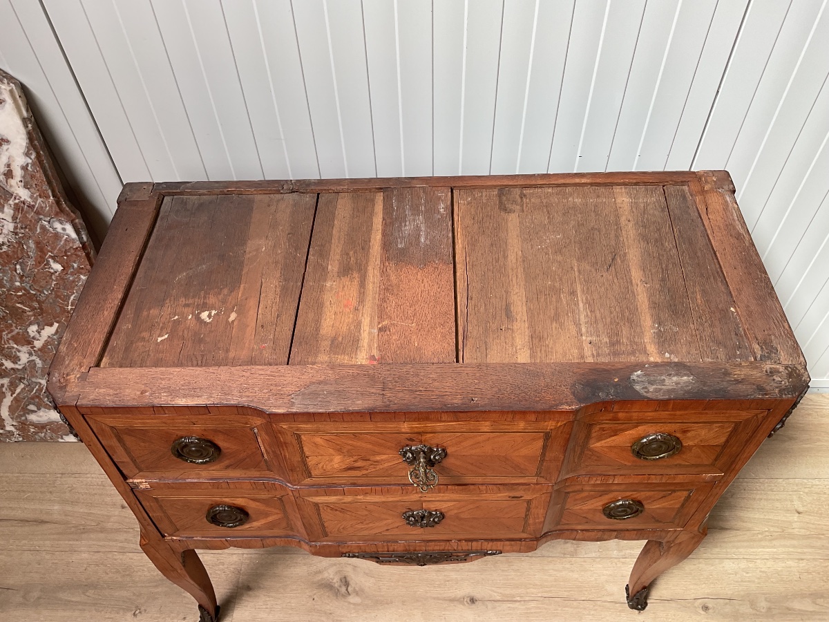 Commode sauteuse en marqueterie d’époque transition-photo-2