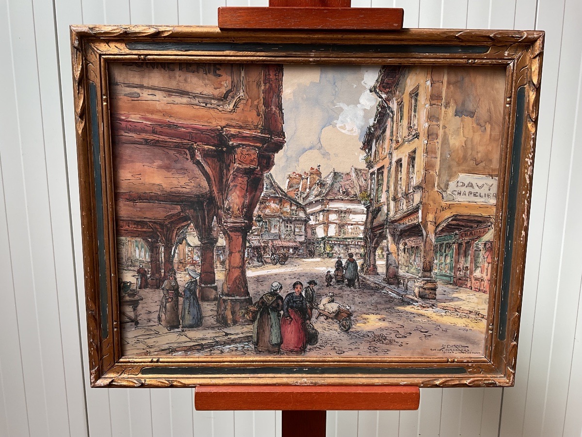 Aquarelle de Dinan de Gaston Cornil