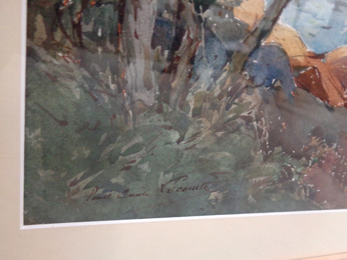 Watercolor By Paul Emile Lecomte-photo-2