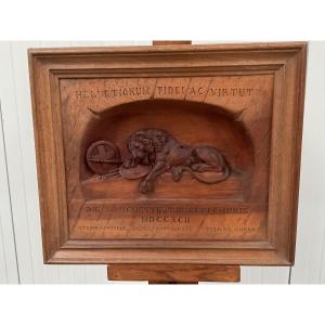 Lucerne Lion Sculpture In Walnut Wood