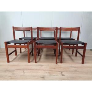 Six chaises en palissandre 1960