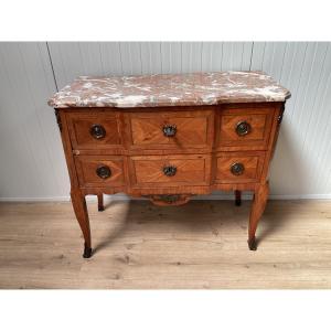 Transitional-period Marquetry Chest Of Drawers With A Hopping Design