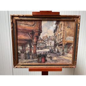 Aquarelle de Dinan de Gaston Cornil