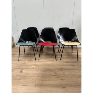 6 “tonneau” Chairs, 1950, By Pierre Guariche, Steiner Editions