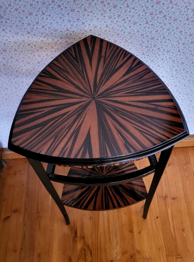 Small Art Deco Side Table Made Of Macassar Ebony Veneer-photo-2
