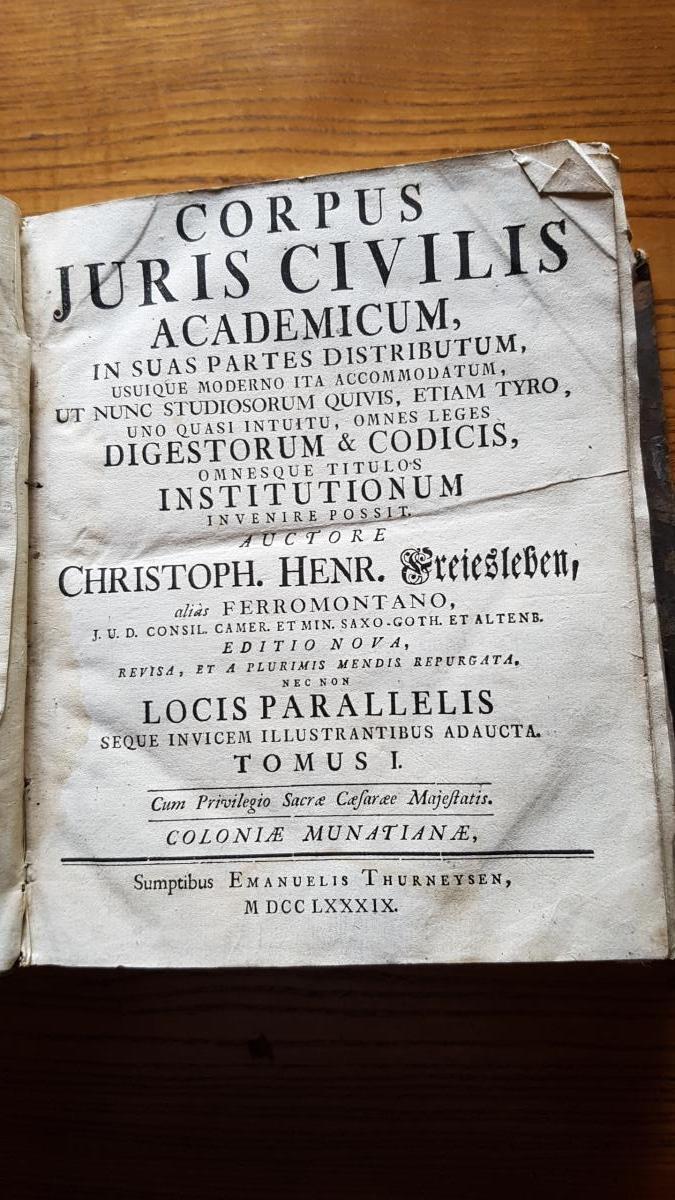 Corpus Juris Civilis De Ferromontano 1789