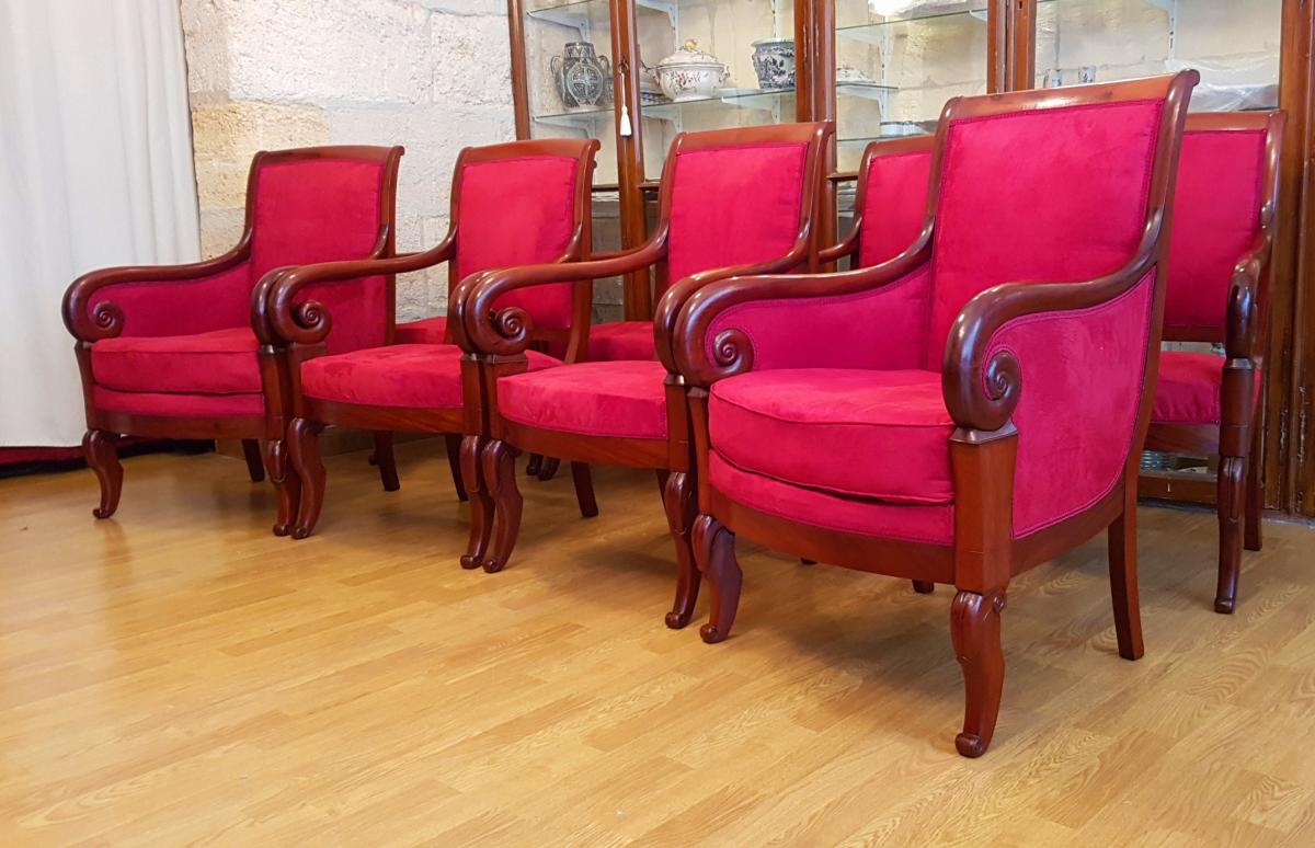 6 Armchairs And 2 Bergeres Restoration Period