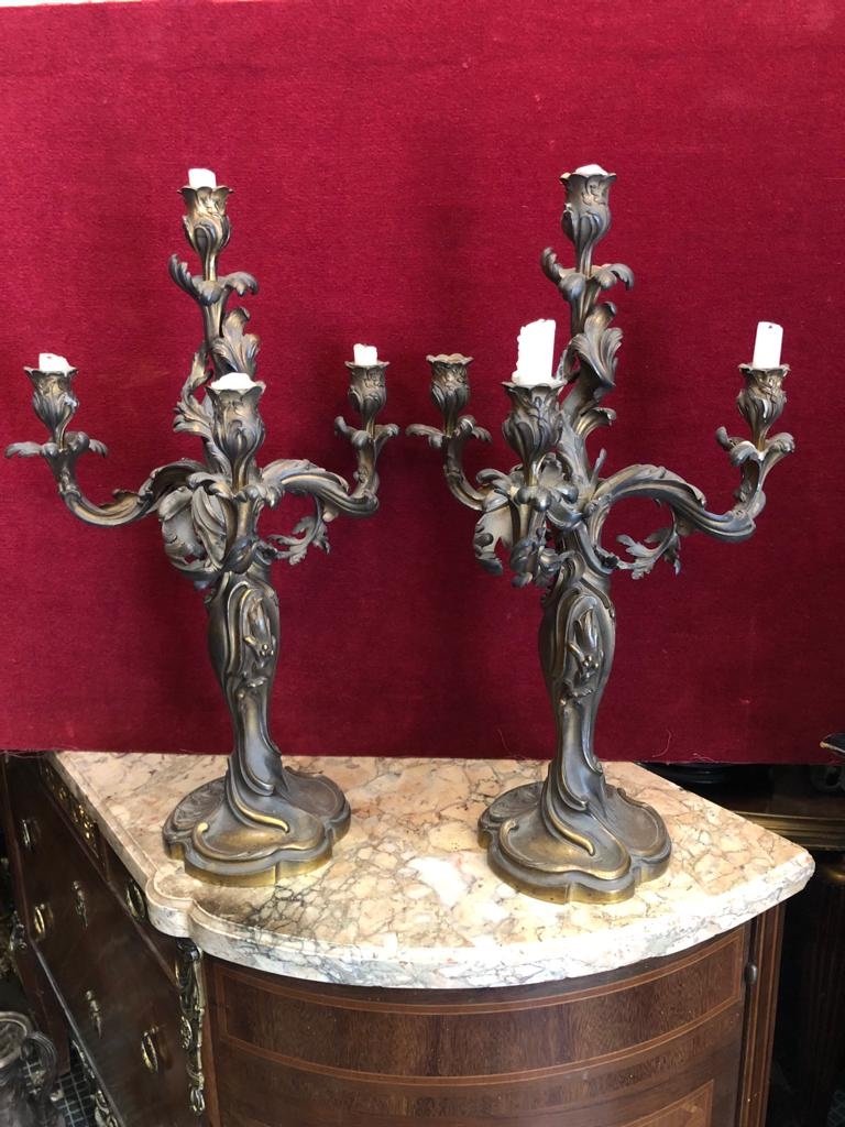Pair Of Candelabras In Bronze By E.lelievre And Susse Frères