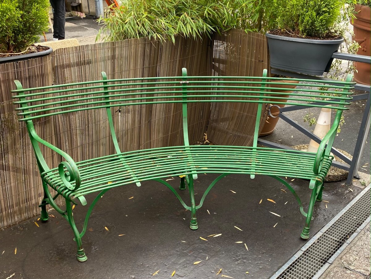 Curved Wrought Iron Bench Re-edition Of Arras Models