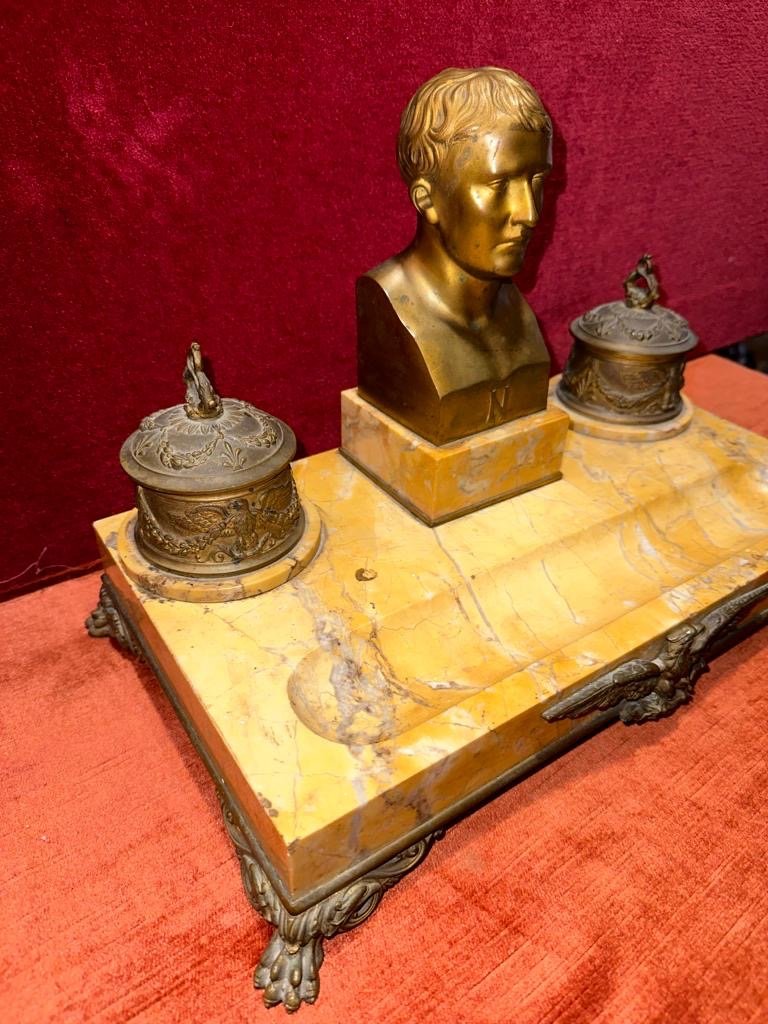 Empire Style Bronze And Marble Inkwell-photo-4