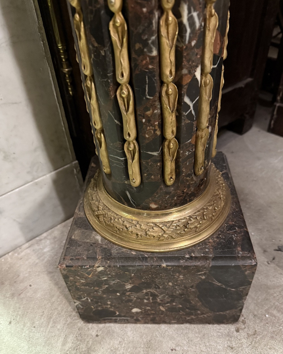 Pair Of Louis XVI Style Marble And Bronze Columns-photo-3
