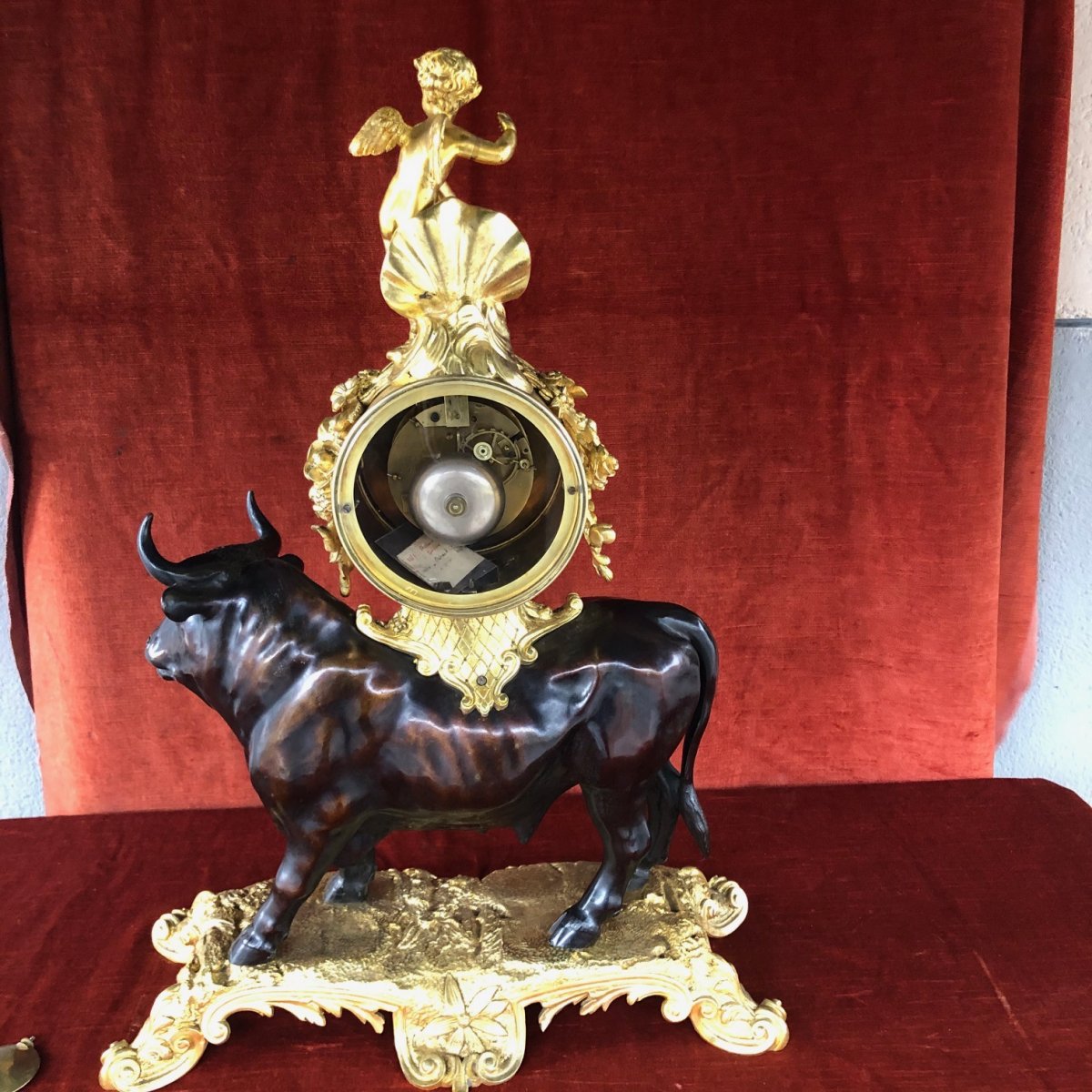 Importante Pendule En Bronze Au Taureau Napoléon III-photo-4