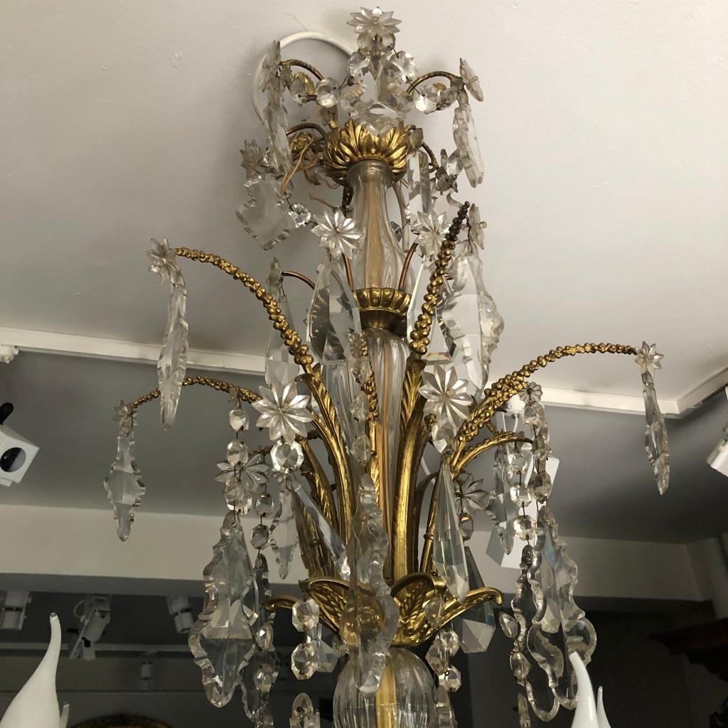 Large Bronze And Crystal Chandelier-photo-3