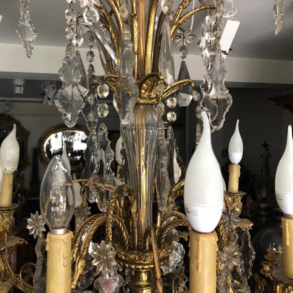 Large Bronze And Crystal Chandelier-photo-4