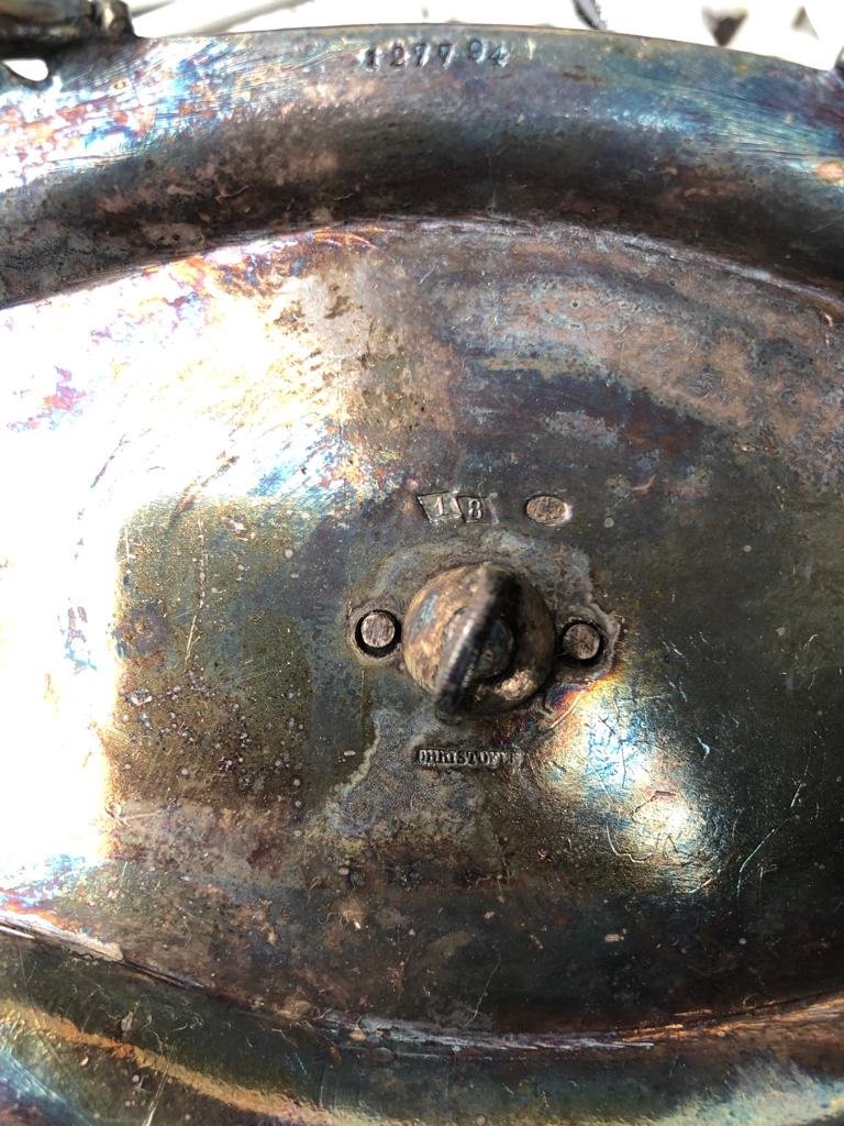 "christofle" Pair Of Salt Shakers With Double Salerons In Silver Metal-photo-3