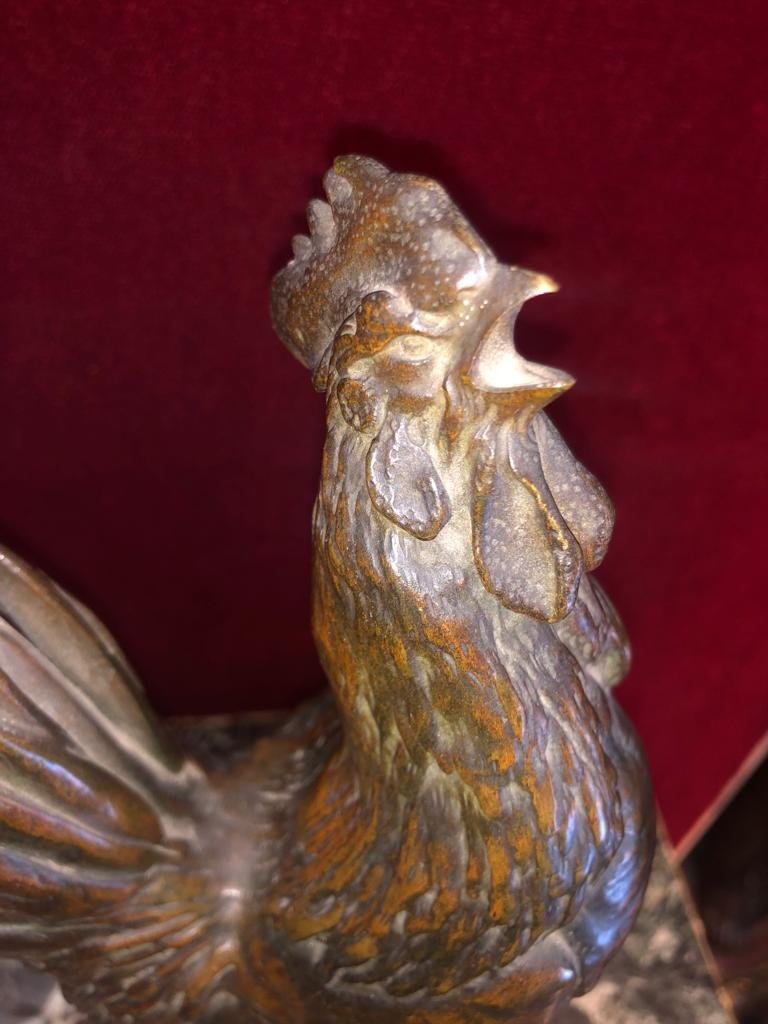 Coq En Bronze De A.cain (1821-1894 )-photo-1