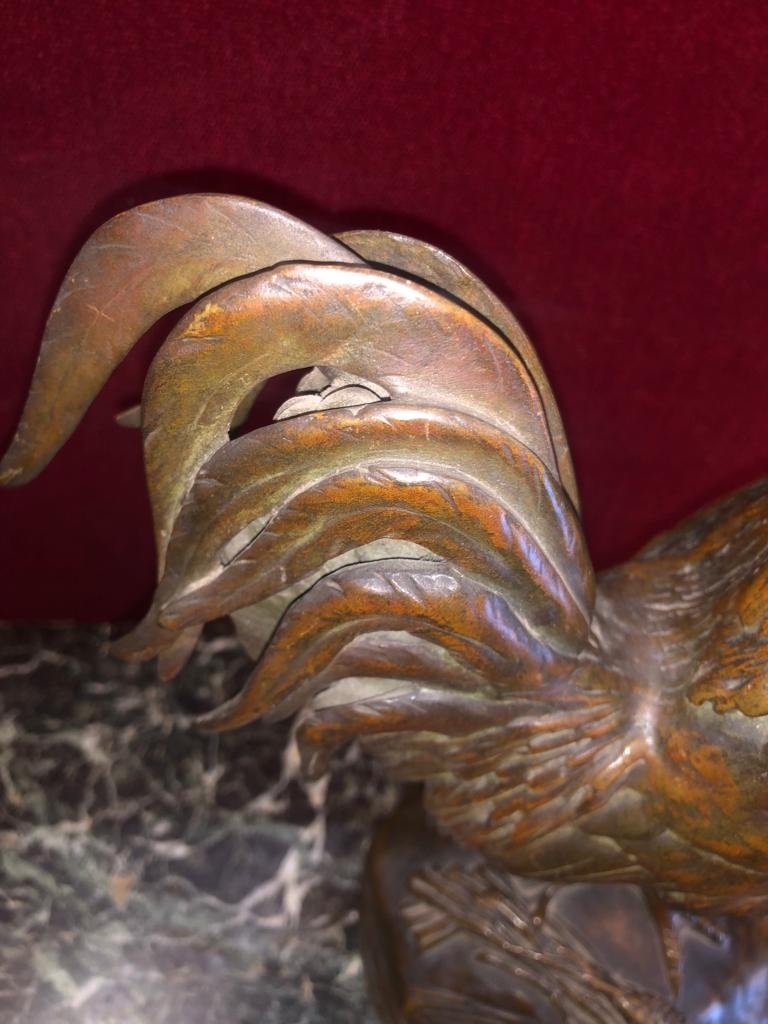 Coq En Bronze De A.cain (1821-1894 )-photo-2