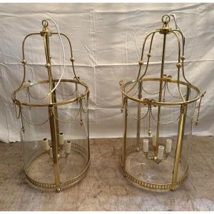 Paire De Lanterne En Bronze De Style Louis XVI