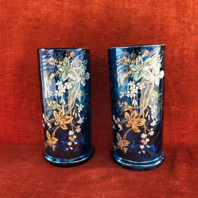 Pair Of Enamelled Vases