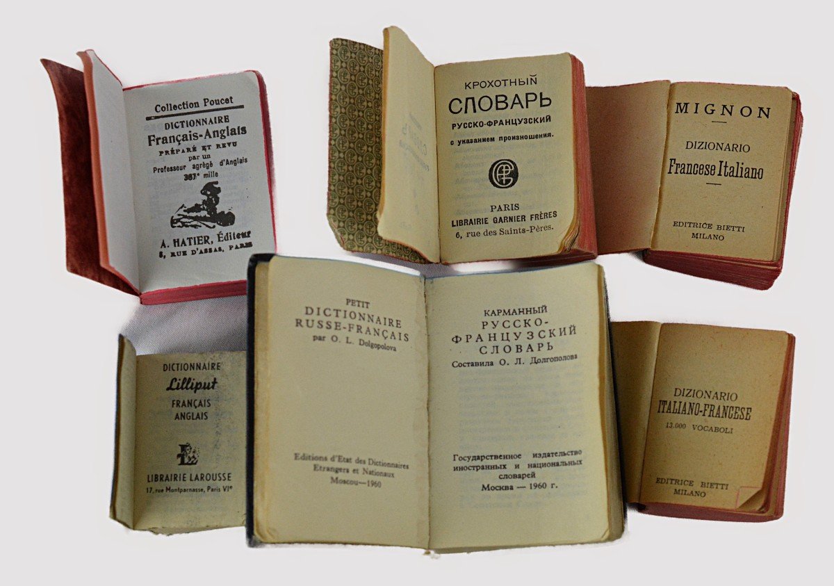 Lot de six dictionnaires miniatures