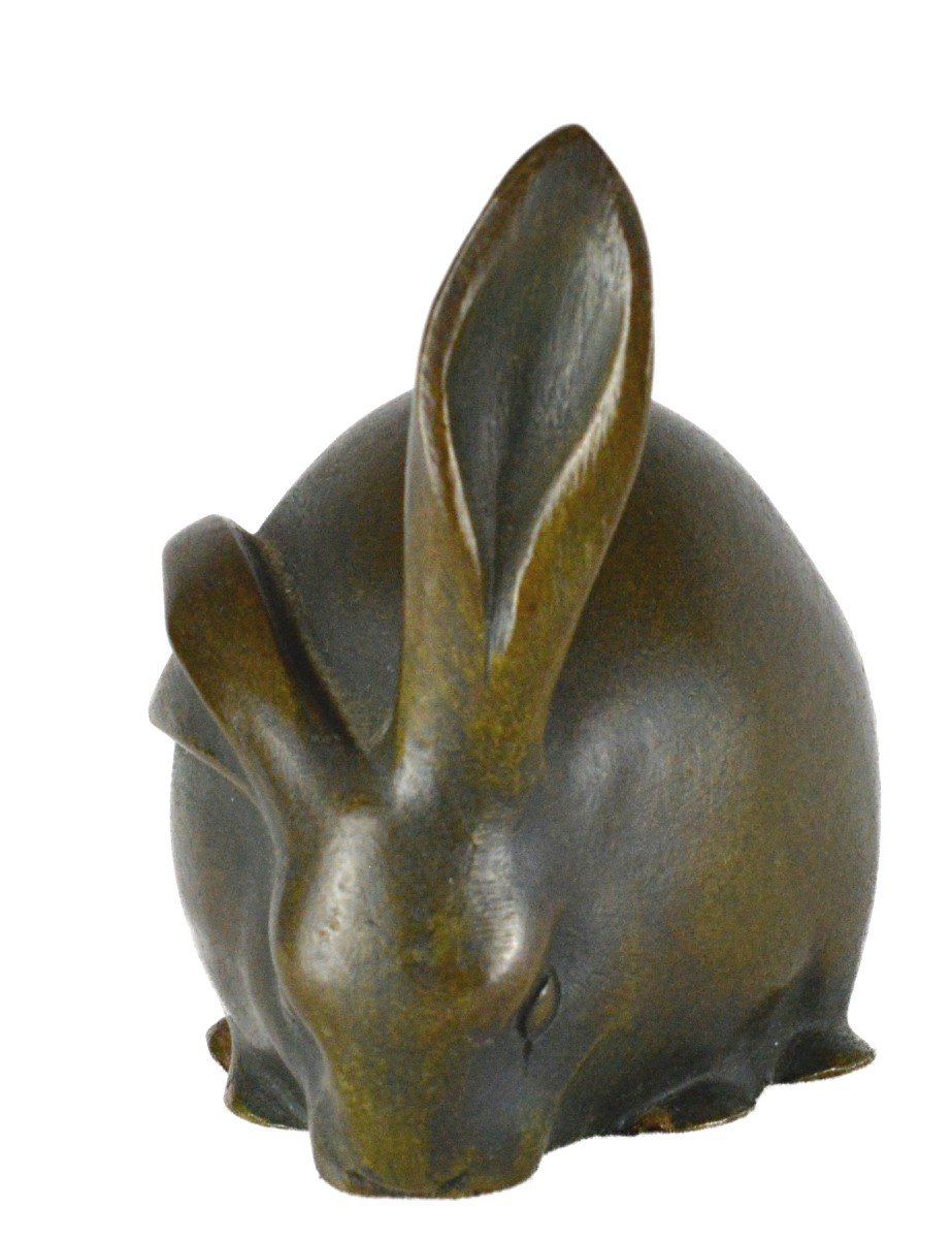 Lapin à l'oreille levée en bronze de Sandoz-photo-2