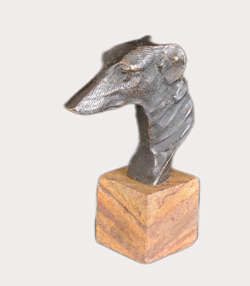 Tête de lévrier en bronze-photo-2