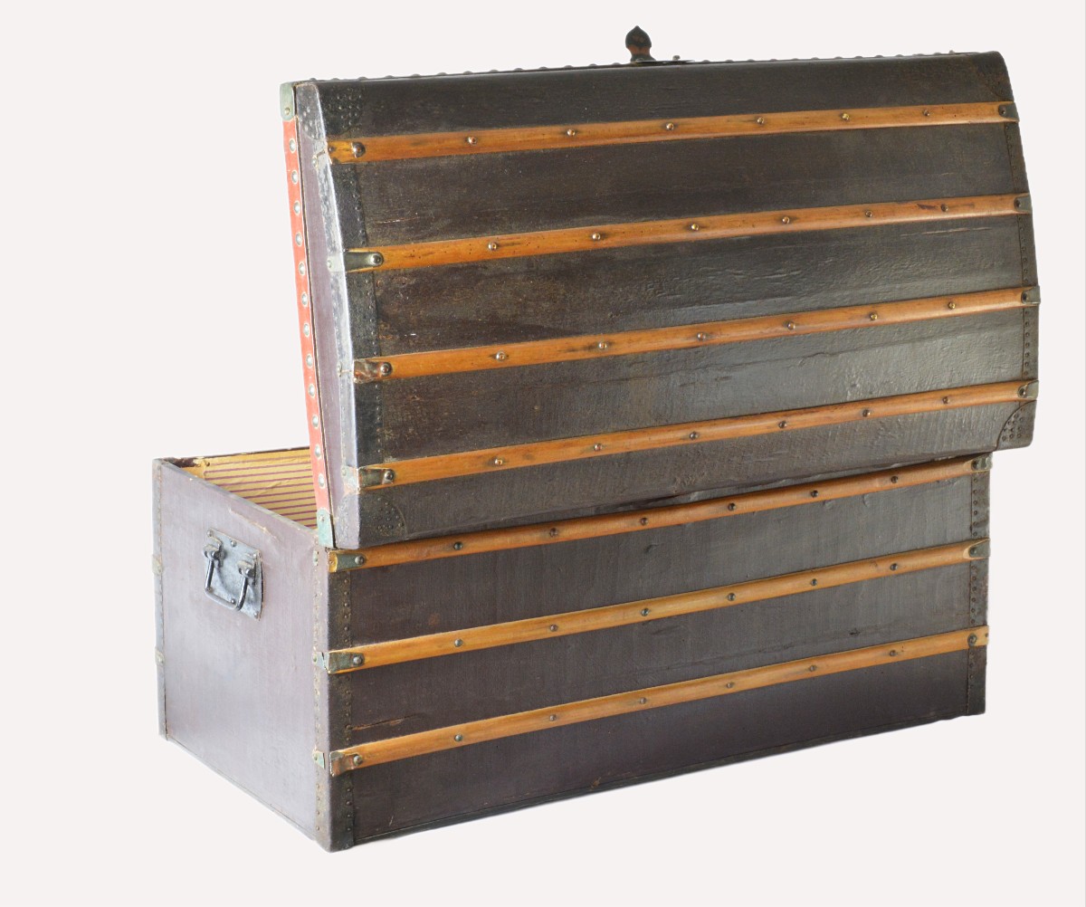 Petite malle de voyage bombée -photo-3