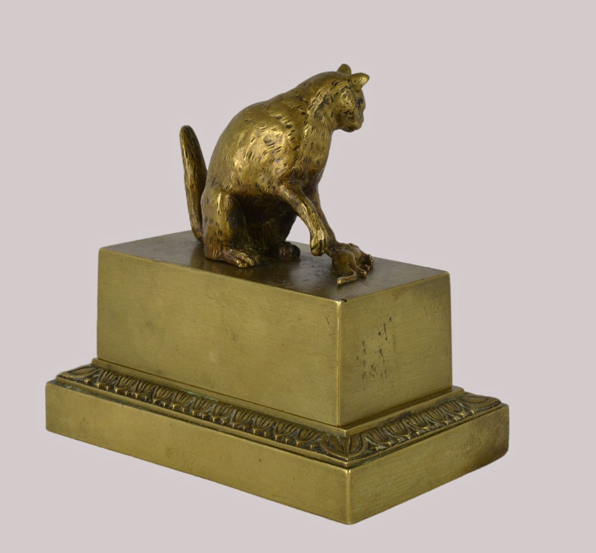 Bronze Inkwell With Cat And Mouse-photo-5