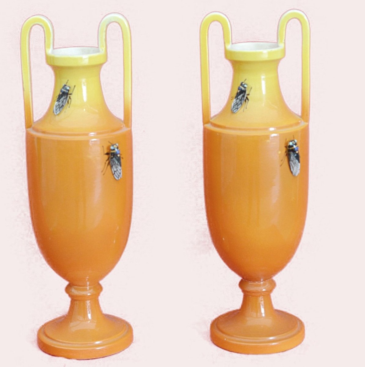 Pair Of Louis Sicard Vases With Handles
