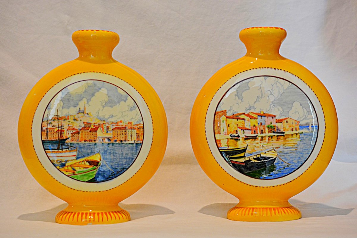 Pair Of Vases With Provencal Views