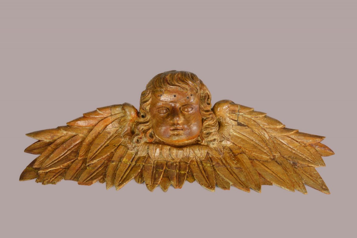 18th Century Carved Wooden Angel