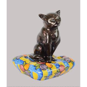 Little Cat With Cushion By Geo Martel At Desvres