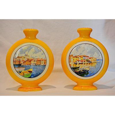 Pair Of Vases With Provencal Views