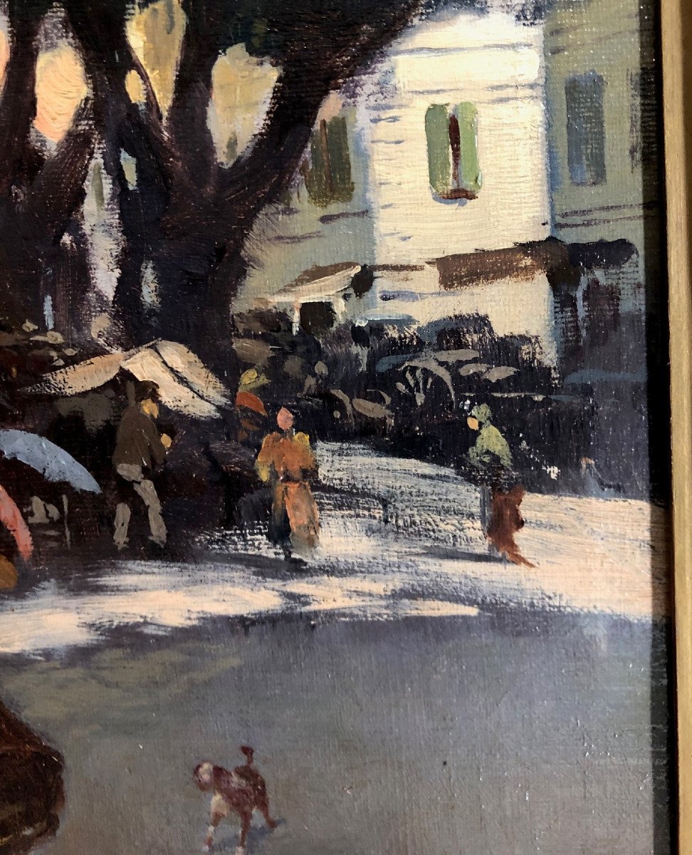 Ecole italienne du XIX° signée Fasoli:"Niçoise, près du Paillon de retour du marché aux fleurs"-photo-1