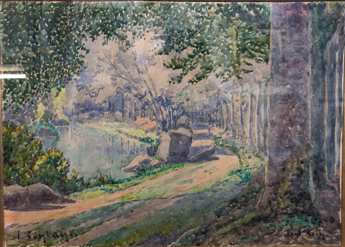 Jules CONTANT (1852-1920) Blois : "Pont-Aven"; Aquarelle-photo-2