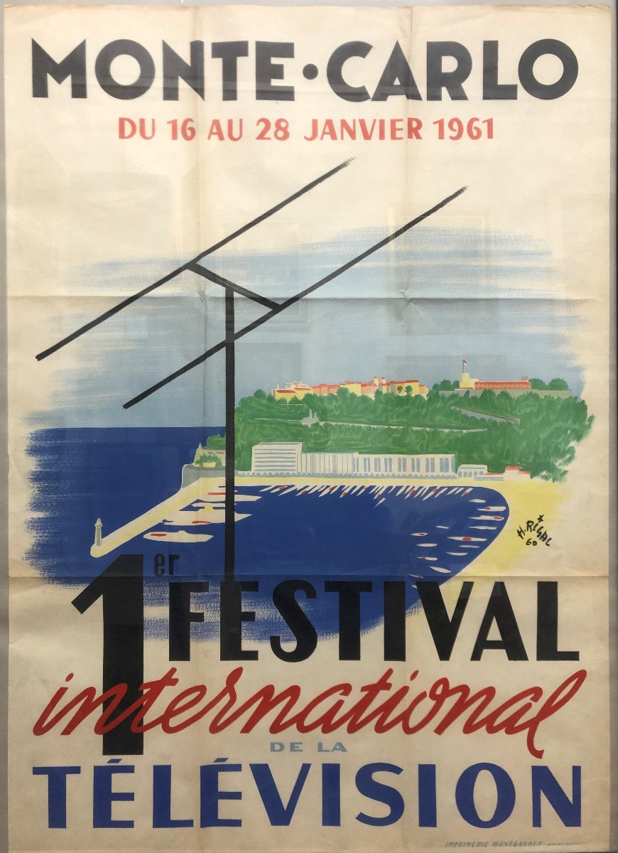 Affiche:"1er festival international de la television, Monte-Carlo, 1961" Rigal H