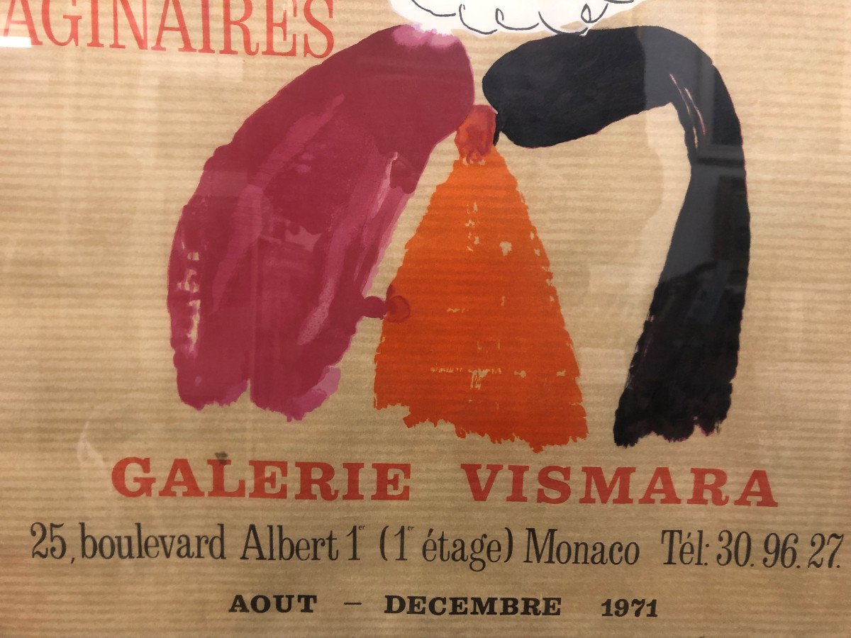 Pablo PICASSO (1881-1973) : "Affiche 29 portraits imaginaires" Galerie Vismara Monaco,1971-photo-3