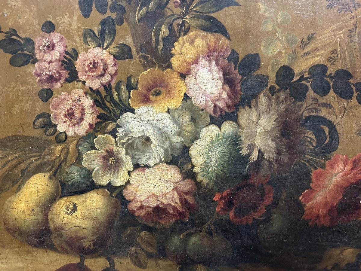 Ecole du Nord du XVIII°:"nature Morte Au Poires", Huile Sur Panneau, Circa 50 X 70 Cm-photo-2