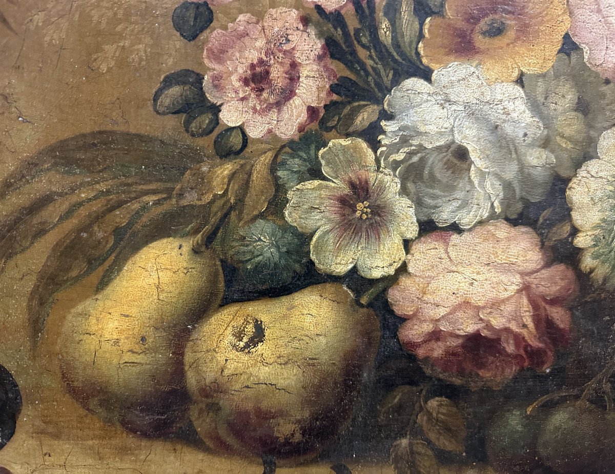 Ecole du Nord du XVIII°:"nature Morte Au Poires", Huile Sur Panneau, Circa 50 X 70 Cm-photo-4
