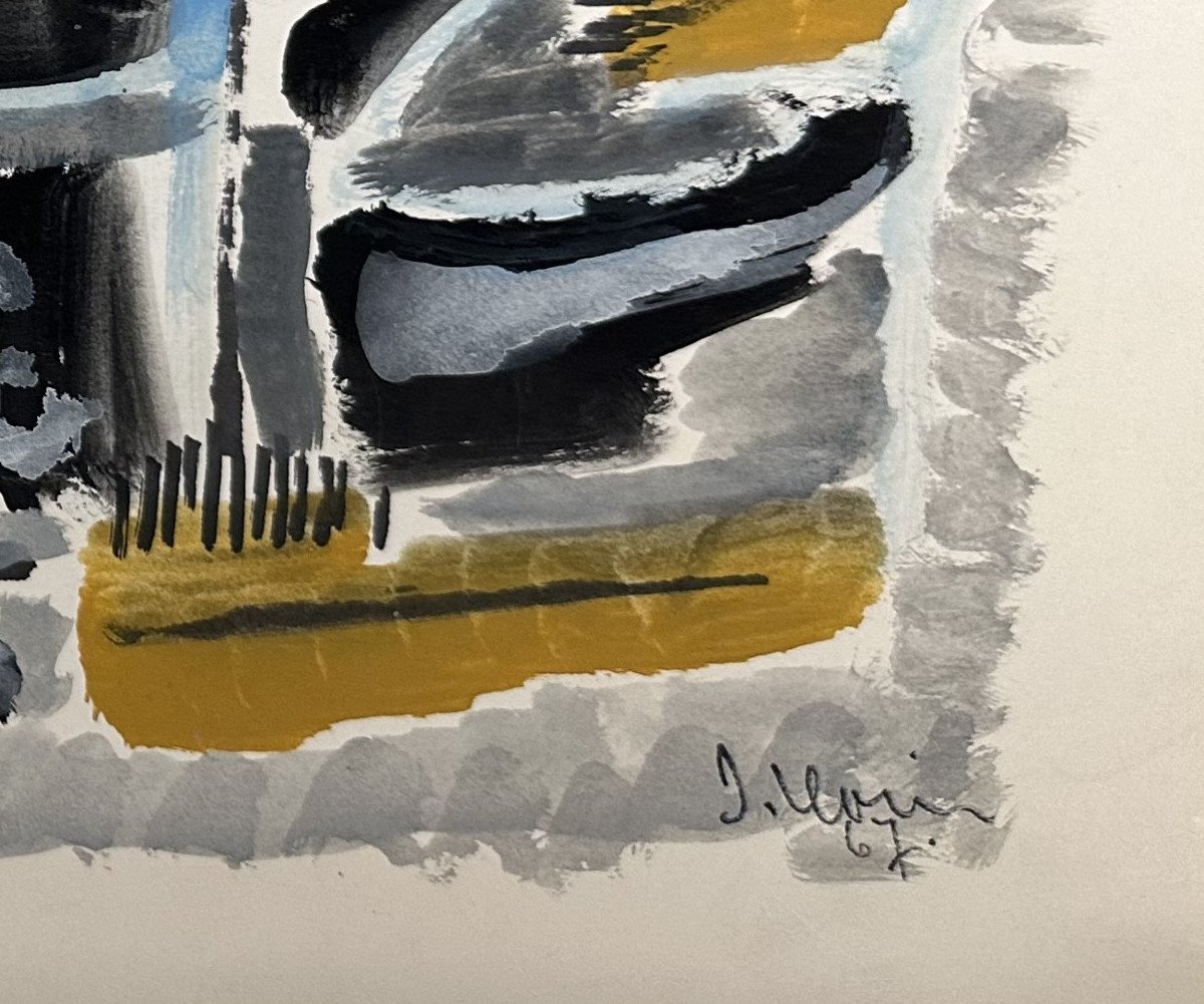 Levin Joseph (1894-1979) Russe; Ecole De New York "composition à l'Aquarelle Sur Papier, 1967" -photo-4