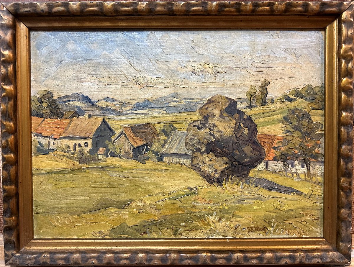 Heinz May (1878-1954):"gersfeld Dalherda Thesenstein, Rhon, Allemagne"; Oil On Pannel, Dusseldorf, Cologne.