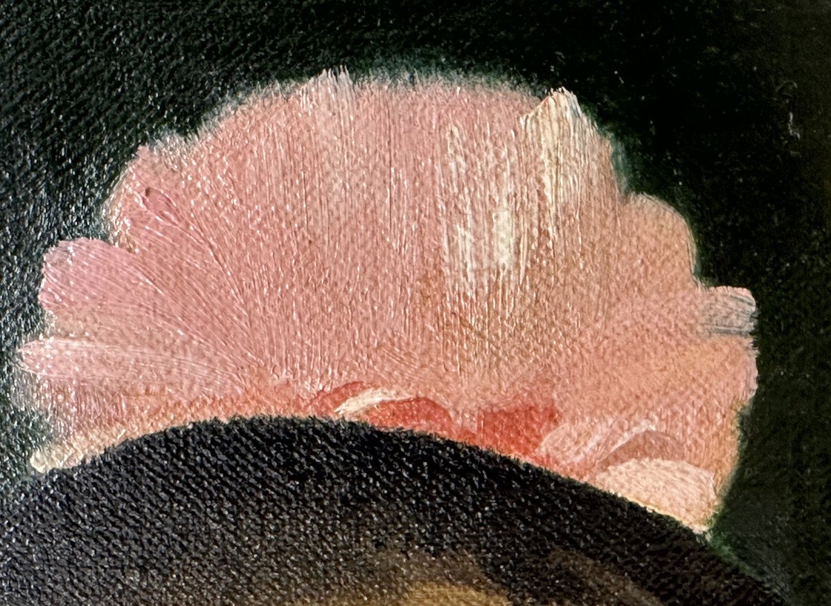 Emilio Ambron (1905-1996) Italy, Bali: "balinese With Flowers" Oil On Monogrammed Canvas, Dimensions 37 X 26 Cm-photo-3