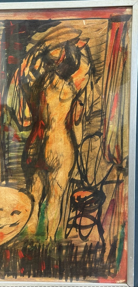 Vigny Sylvain (1903-1970) Autriche-nice; "l'atelier Du Peintre" Expressionisme Daté 58-photo-3